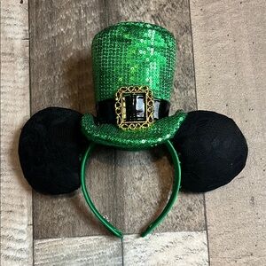 Green Sequin Top Hat Headband with Black Ears